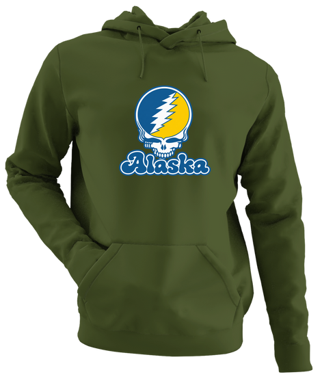 Alaska Stealie Premium Unisex Hoodie — Design: Alaska Fairbanks University of — Military Green