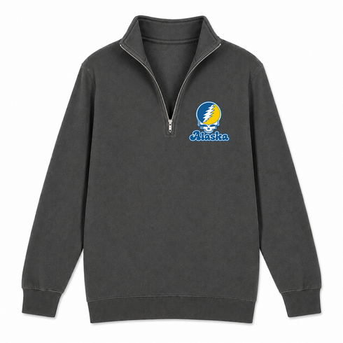 Alaska Stealie Premium Unisex Quarter-Zip — Design: Alaska Fairbanks University of — Charcoal