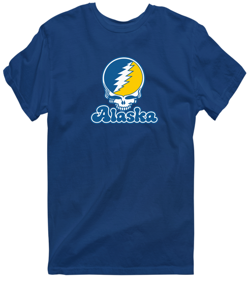 Alaska Stealie Premium Unisex T-Shirt — Design: Alaska Fairbanks University of — Navy
