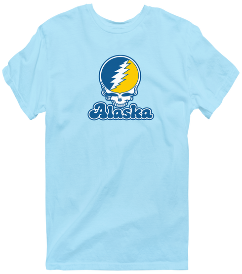 Alaska Stealie Premium Unisex T-Shirt — Design: Alaska Fairbanks University of — Light Blue