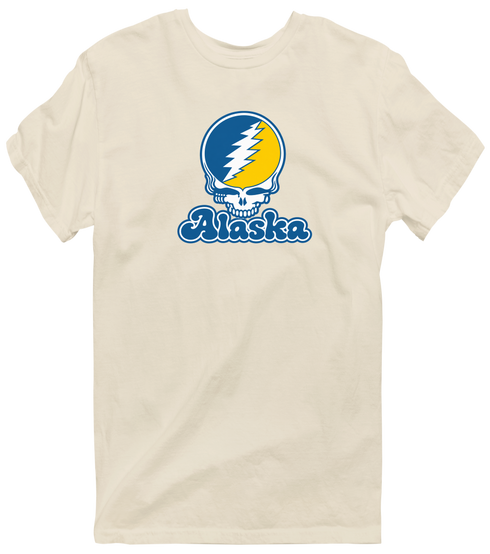 Alaska Stealie Premium Unisex T-Shirt — Design: Alaska Fairbanks University of — Sand
