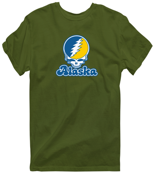 Alaska Stealie Premium Unisex T-Shirt — Design: Alaska Fairbanks University of — Military Green