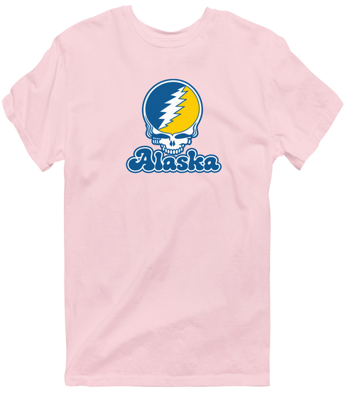 Alaska Stealie Premium Unisex T-Shirt — Design: Alaska Fairbanks University of — Light Pink