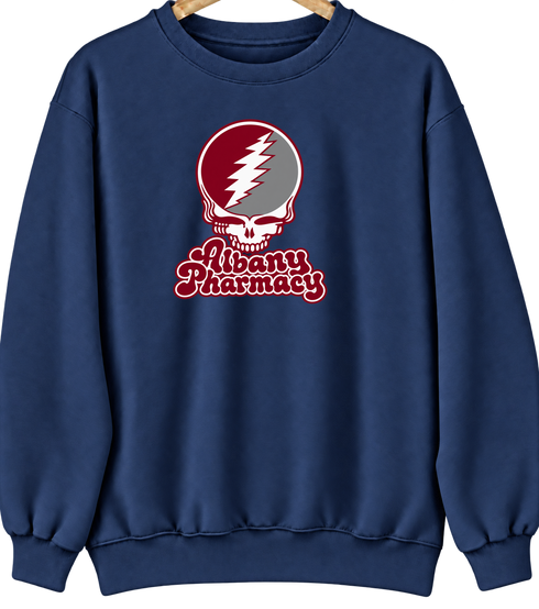 Albany Pharmacy Stealie Premium Unisex Crewneck — Design: Albany College of Pharmacy — Navy