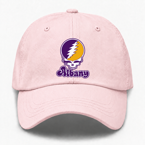 Albany Stealie Premium Unisex Dad Hat — Design: Albany University at — Pink