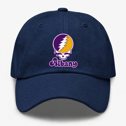 Albany Stealie Premium Unisex Dad Hat — Design: Albany University at — Navy
