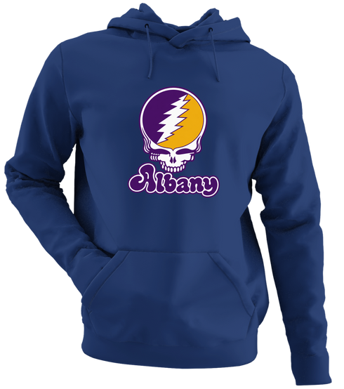 Albany Stealie Premium Unisex Hoodie — Design: Albany University at — Navy