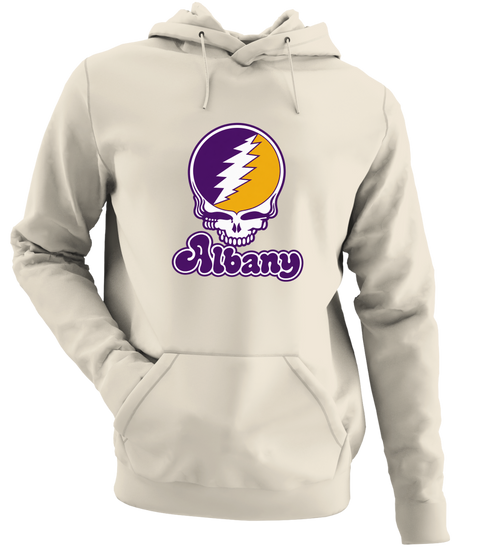 Albany Stealie Premium Unisex Hoodie — Design: Albany University at — Sand