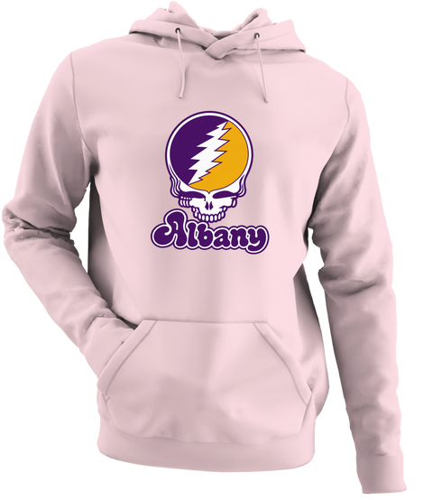 Albany Stealie Premium Unisex Hoodie — Design: Albany University at — Light Pink