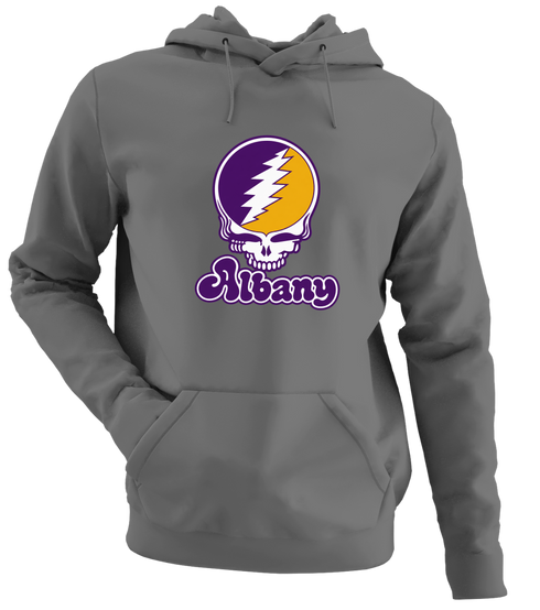 Albany Stealie Premium Unisex Hoodie — Design: Albany University at — Charcoal
