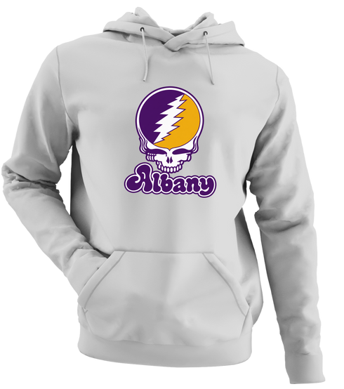 Albany Stealie Premium Unisex Hoodie — Design: Albany University at — Sport Grey