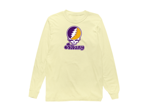 Albany Stealie Premium Unisex Long-Sleeve — Design: Albany University at — Butter