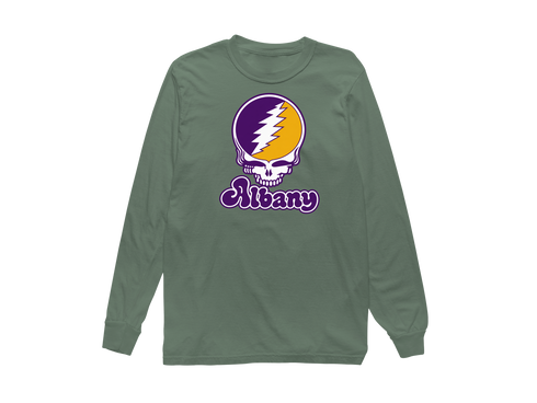 Albany Stealie Premium Unisex Long-Sleeve — Design: Albany University at — Light Green