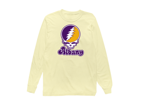 Albany Stealie Premium Unisex Long-Sleeve — Design: Albany University at — Butter