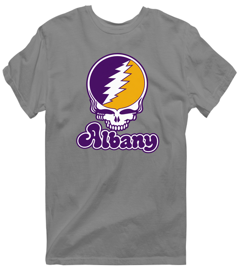 Albany Stealie Premium Unisex T-Shirt — Design: Albany University at — Dark Heather