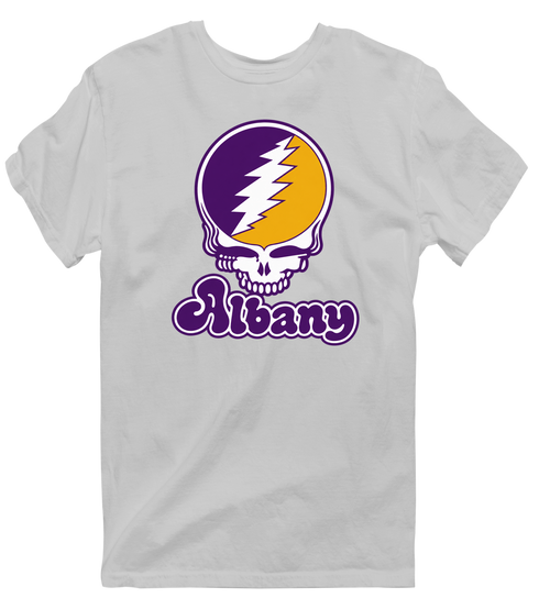 Albany Stealie Premium Unisex T-Shirt — Design: Albany University at — Sport Grey