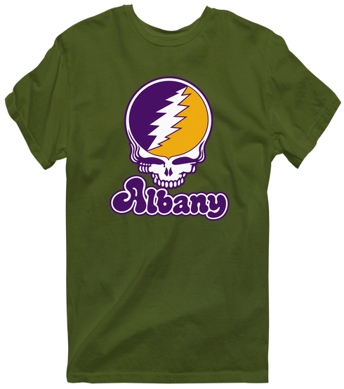 Albany Stealie Premium Unisex T-Shirt — Design: Albany University at — Military Green