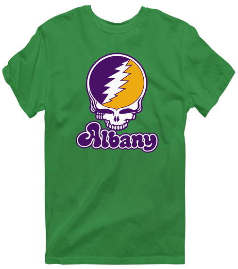 Albany Stealie Premium Unisex T-Shirt — Design: Albany University at — Irish Green