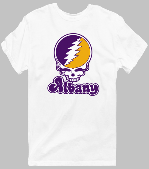 Albany Stealie Premium Unisex T-Shirt — Design: Albany University at — White