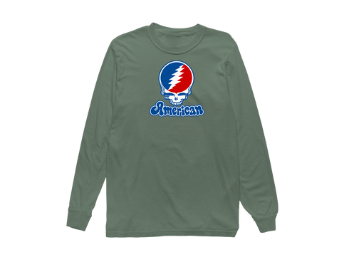 American Stealie Premium Unisex Long-Sleeve — Design: American University — Light Green