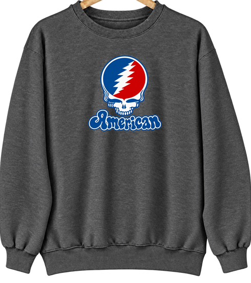 American Stealie Premium Unisex Crewneck — Design: American University — Dark Heather