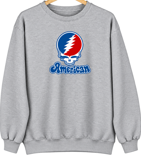 American Stealie Premium Unisex Crewneck — Design: American University — Sport Grey