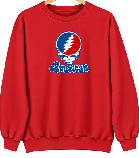 American Stealie Premium Unisex Crewneck — Design: American University — Red