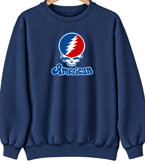 American Stealie Premium Unisex Crewneck — Design: American University — Navy