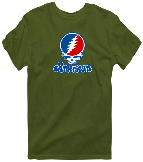 American Stealie Premium Unisex T-Shirt — Design: American University — Military Green