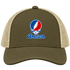 American Stealie Premium Unisex Trucker Cap — Design: American University — Moss/Khaki