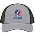American Stealie Premium Unisex Trucker Cap — Design: American University — Heather Grey/Black