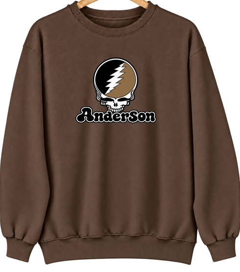 Anderson Stealie Premium Unisex Crewneck — Design: Anderson University — Brown