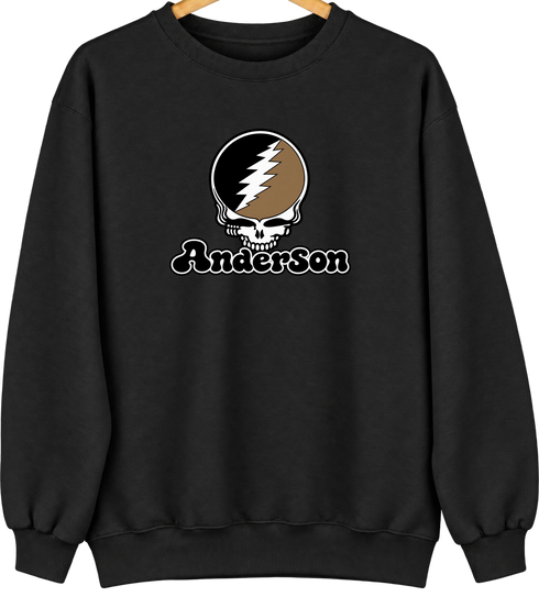 Anderson Stealie Premium Unisex Crewneck — Design: Anderson University — Black