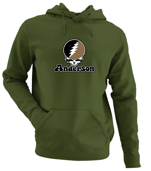 Anderson Stealie Premium Unisex Hoodie — Design: Anderson University — Military Green