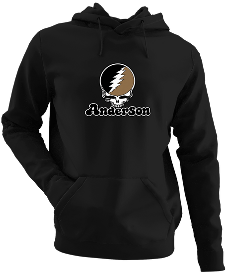 Anderson Stealie Premium Unisex Hoodie — Design: Anderson University — Black