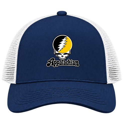 Appalachian Stealie Premium Unisex Trucker Cap — Design: Appalachian State University — Navy/White