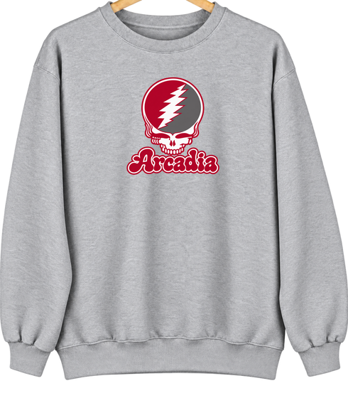 Arcadia Stealie Premium Unisex Crewneck — Design: Arcadia University — Sport Grey