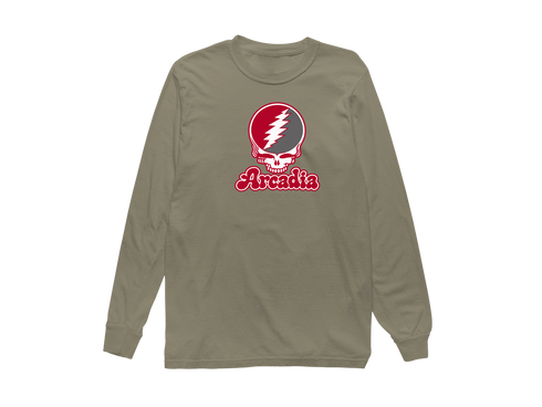 Arcadia Stealie Premium Unisex Long-Sleeve — Design: Arcadia University — Sandstone