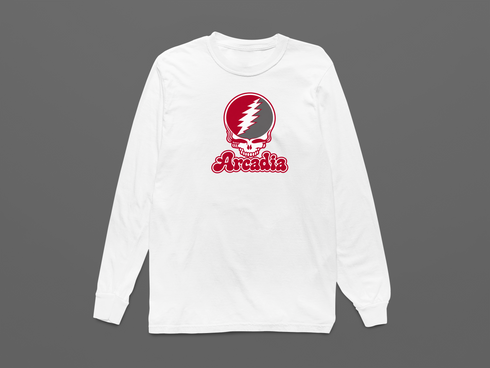 Arcadia Stealie Premium Unisex Long-Sleeve — Design: Arcadia University — White