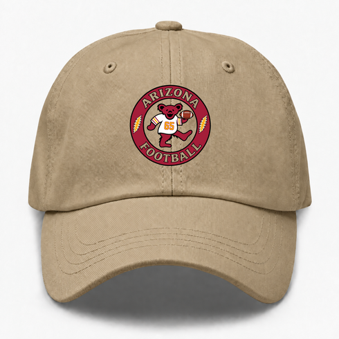 Arizona Football Dancing Bear Premium Dad Hat — Arizona Cardinals — Khaki
