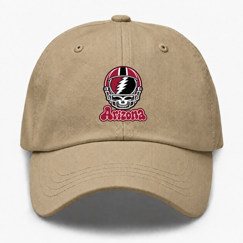 Arizona Helmet Stealie Premium Unisex Dad Hat — Arizona Cardinals — Khaki