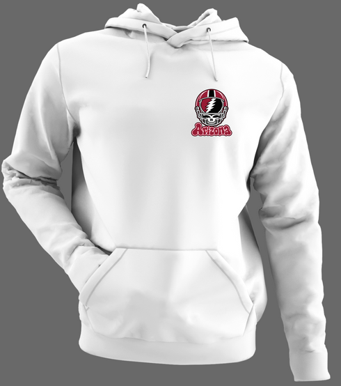 Arizona Helmet Stealie Premium Unisex Hoodie — Arizona Cardinals — White/Grey