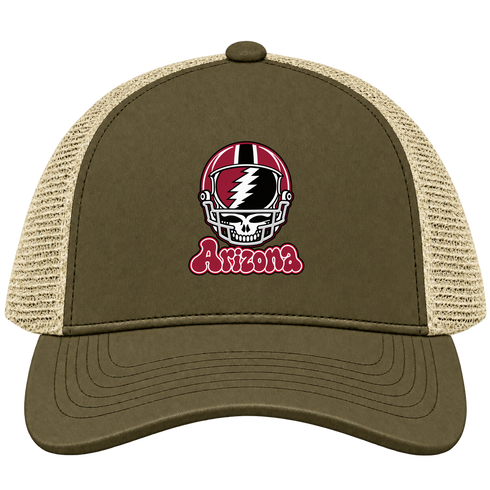 Arizona Helmet Stealie Premium Unisex Trucker Cap — Arizona Cardinals — Moss/Khaki