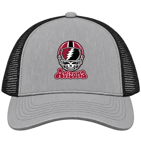 Arizona Helmet Stealie Premium Unisex Trucker Cap — Arizona Cardinals — Heather Grey/Black