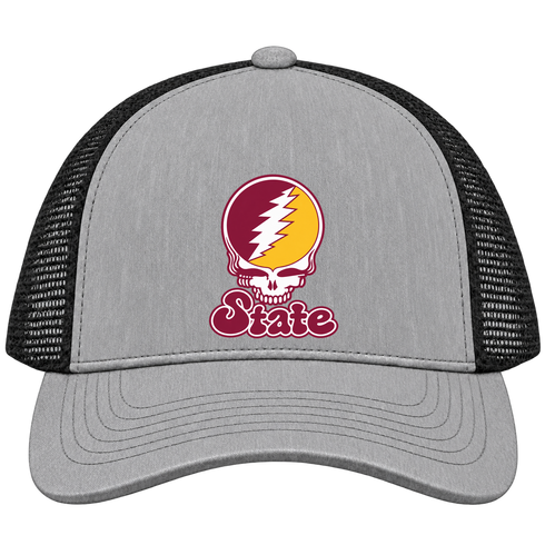 Arizona Stealie Premium Unisex Trucker Cap — Design: Arizona State University — Heather Grey/Black