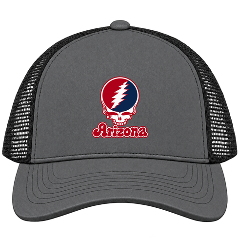Arizona Stealie Premium Unisex Trucker Cap — Design: Arizona University of — Charcoal/Black