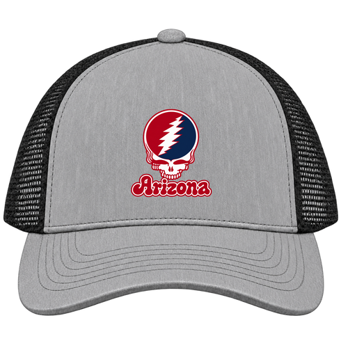 Arizona Stealie Premium Unisex Trucker Cap — Design: Arizona University of — Heather Grey/Black