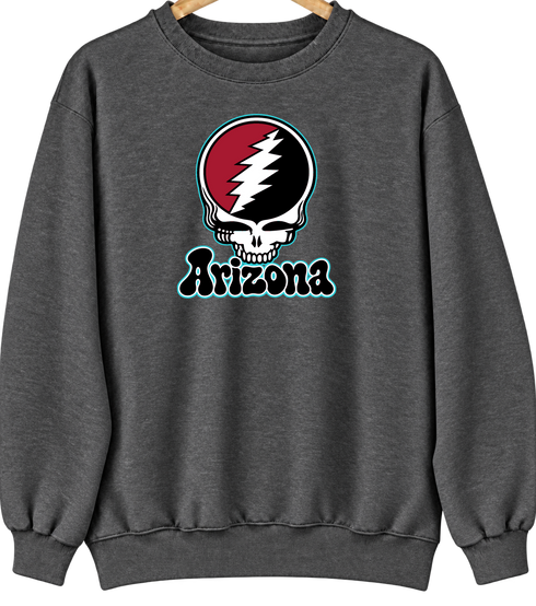 Arizona Baseball Stealie Grateful Dead Crewneck — Arizona Diamondbacks — Dark Heather