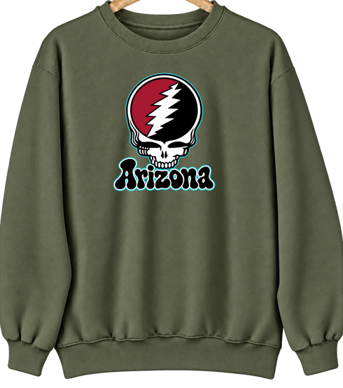 Arizona Baseball Stealie Grateful Dead Crewneck — Arizona Diamondbacks — Military Green