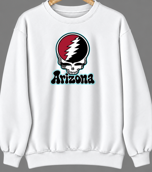 Arizona Baseball Stealie Grateful Dead Crewneck — Arizona Diamondbacks — White